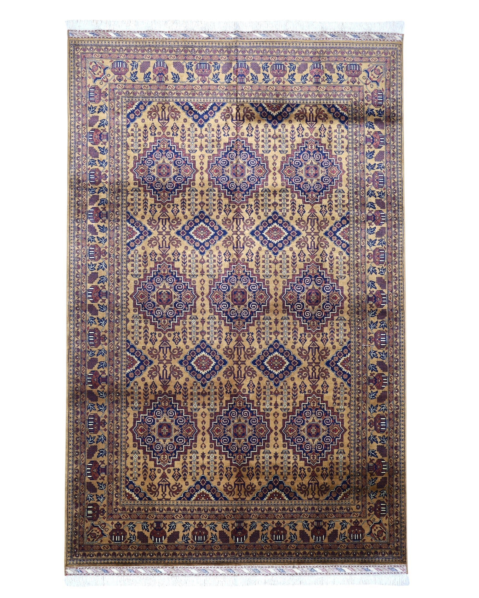 Hand-Knotted Afghani Zerkhaki Wool Rug – 6’7″  x  10’2″ - Nuvé