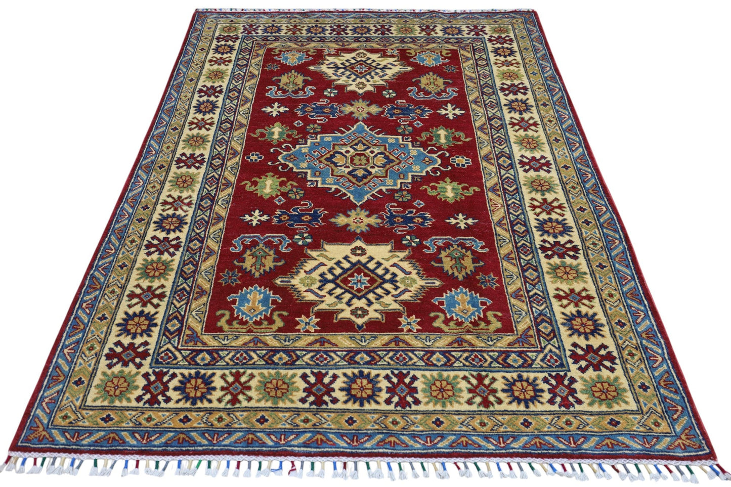 Hand-Knotted Afghani Kazak Wool Rug – 4’9″  x  6’8″ - Nuvé