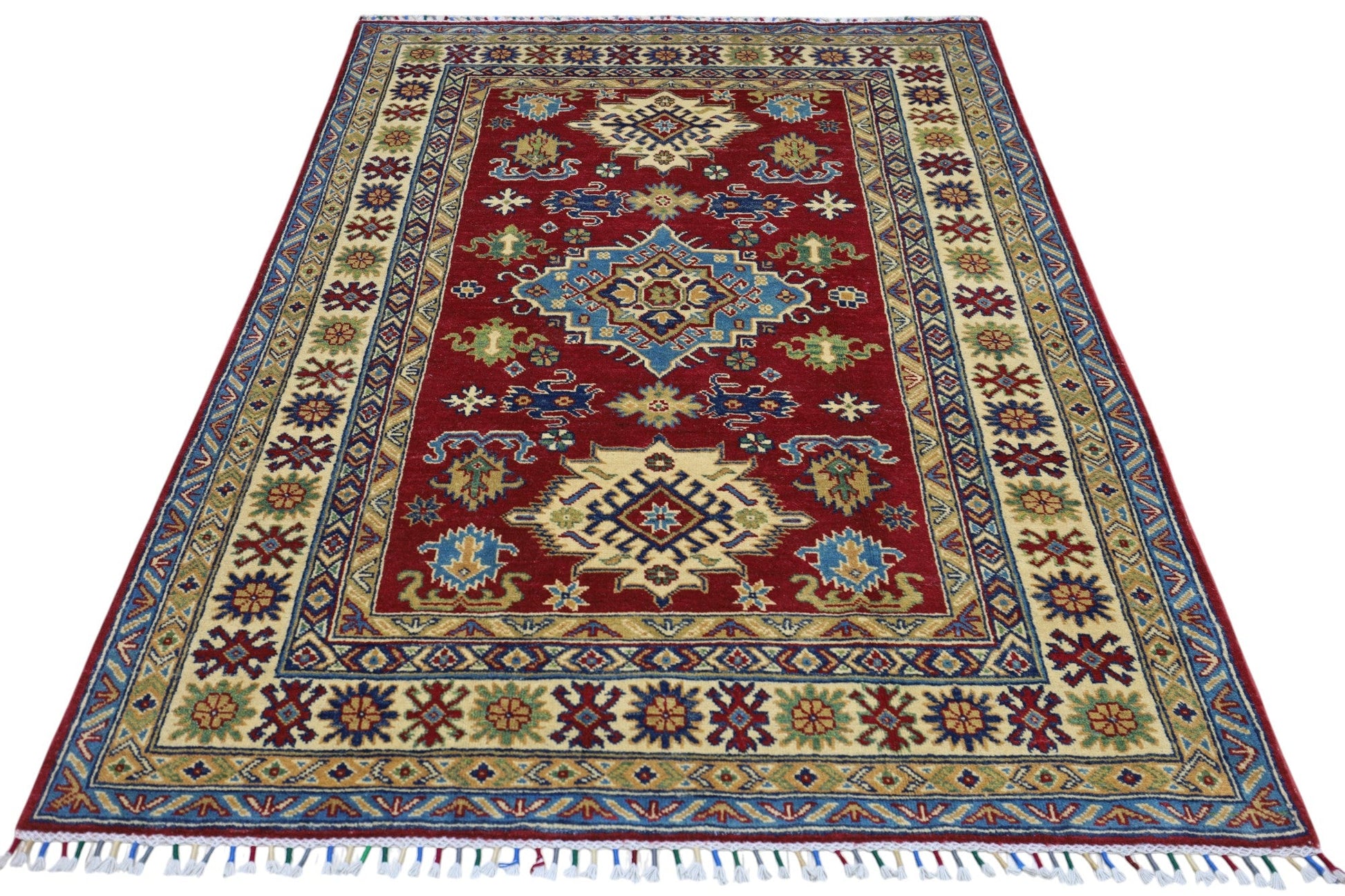 Hand-Knotted Afghani Kazak Wool Rug – 4’9″  x  6’8″ - Nuvé