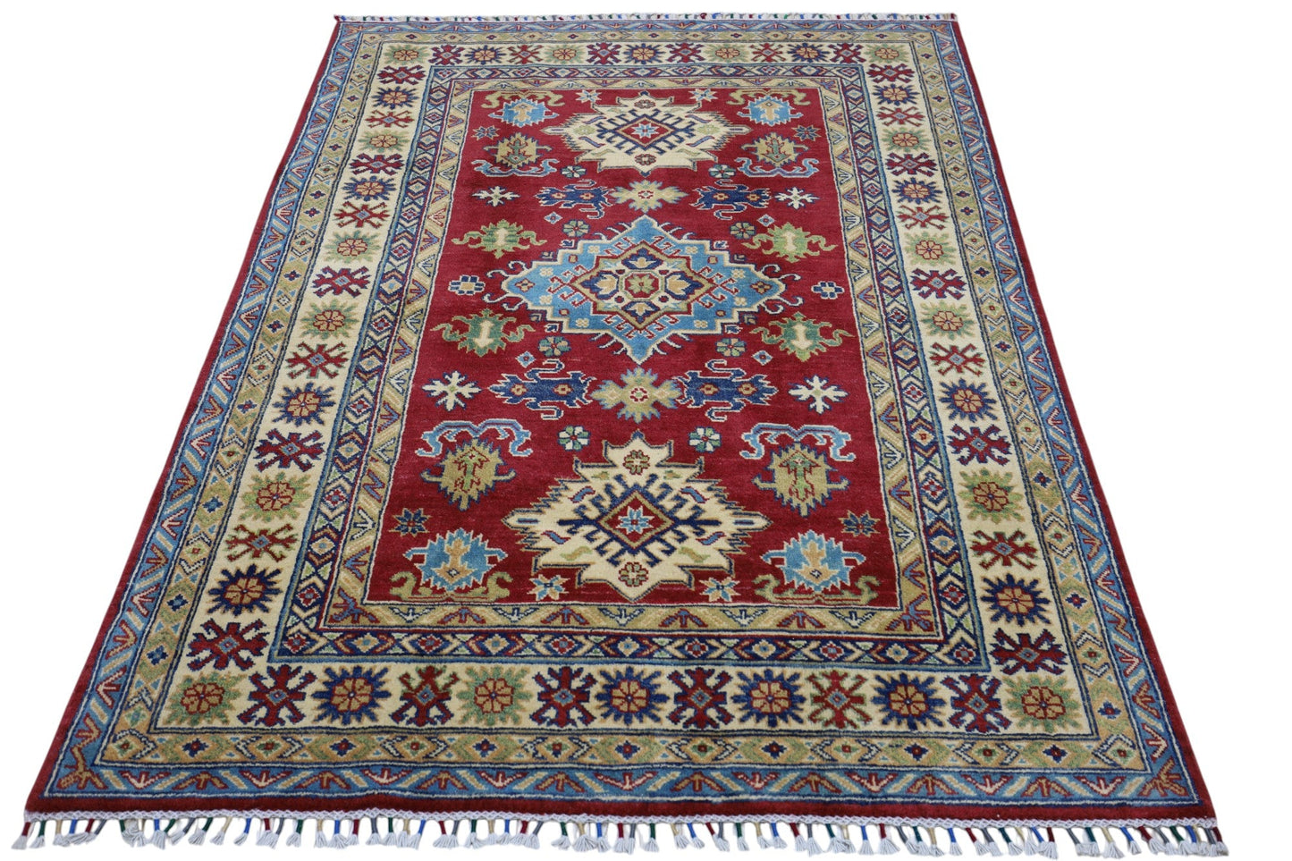 Hand-Knotted Afghani Kazak Wool Rug – 4’9″  x  6’8″ - Nuvé