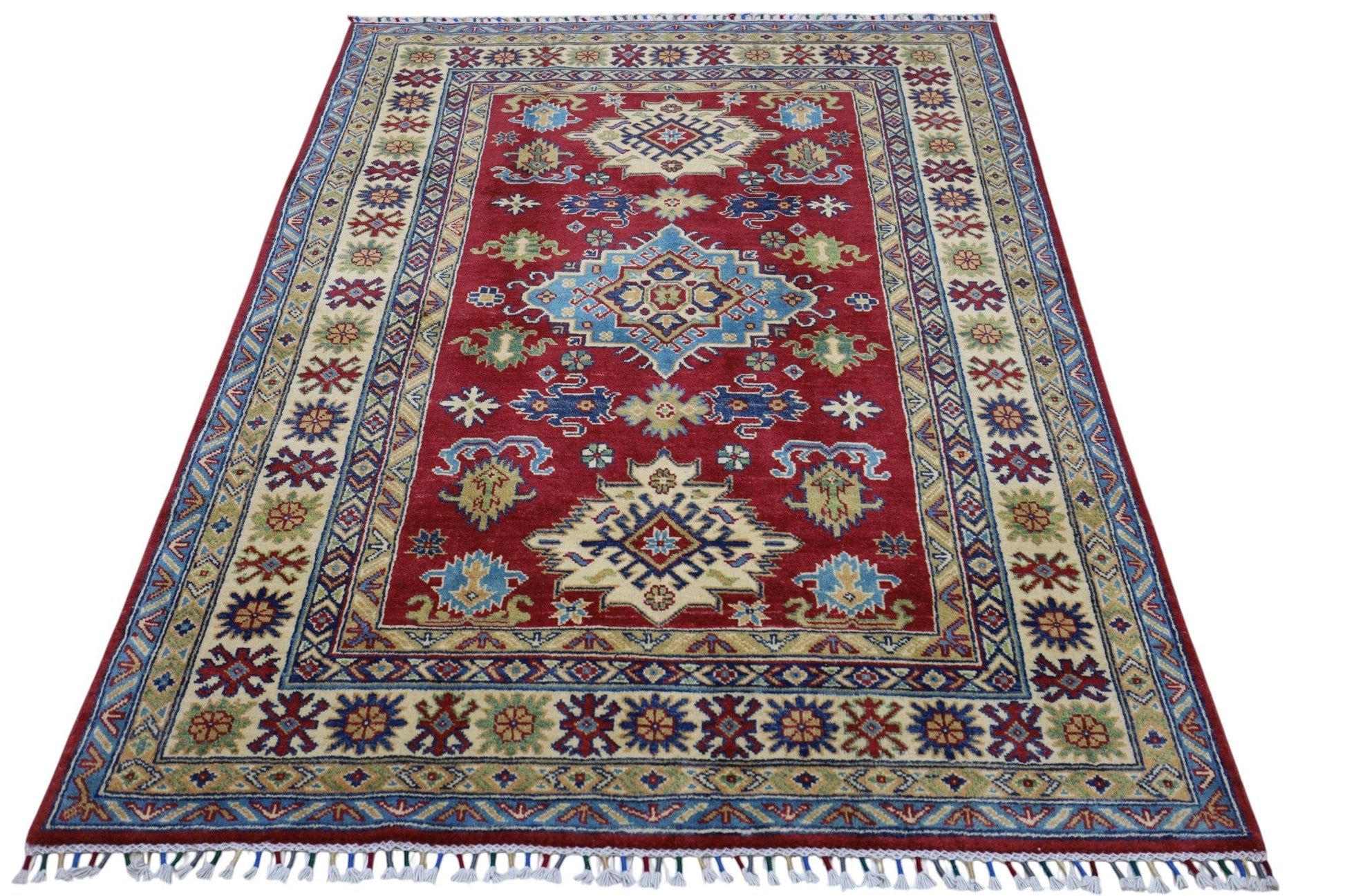 Hand-Knotted Afghani Kazak Wool Rug – 4’9″  x  6’8″ - Nuvé