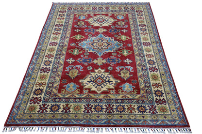 Hand-Knotted Afghani Kazak Wool Rug – 4’9″  x  6’8″ - Nuvé
