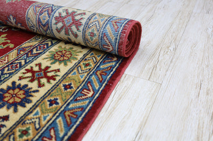 Hand-Knotted Afghani Kazak Wool Rug – 4’9″  x  6’8″ - Nuvé