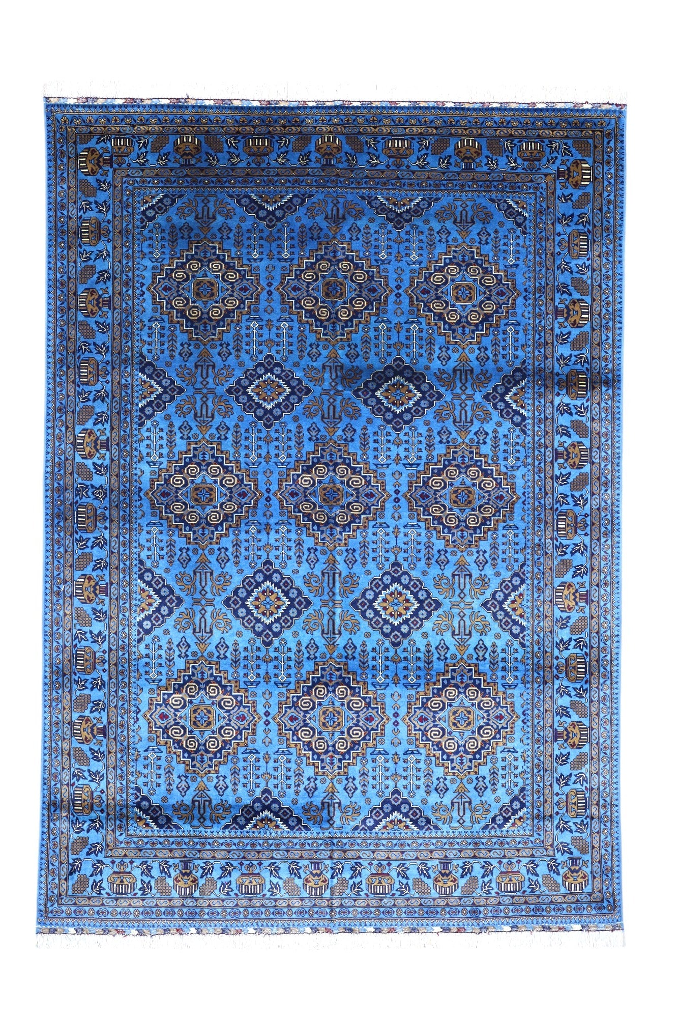 Hand-Knotted Afghani Zerkhaki Wool Rug – 6’7″  x  9’3″ - Nuvé