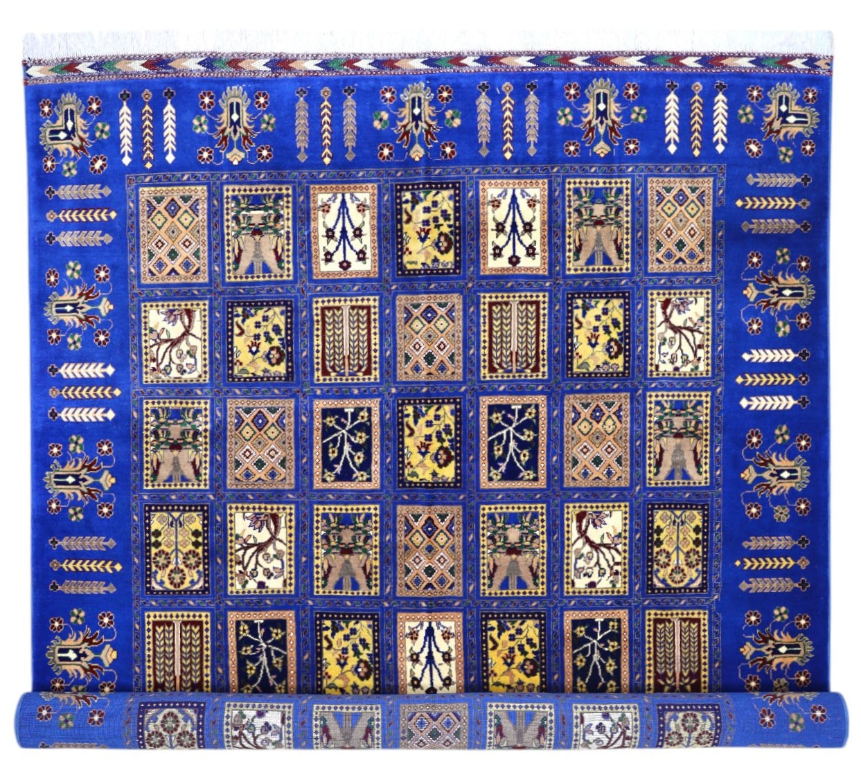 Hand-Knotted Bakhtiari Afghan Wool Area Rug – 6'7" x 9'9" | Blue, Durable, Timeless Design - Nuvé