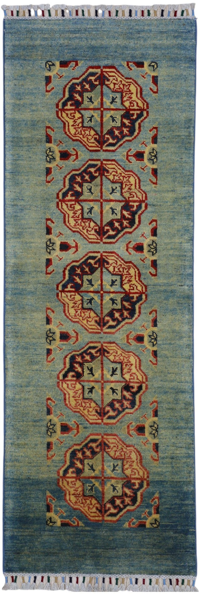 Hand-Knotted Afghani Kazak Wool Rug – 2’1″  x  5’7″ - Nuvé