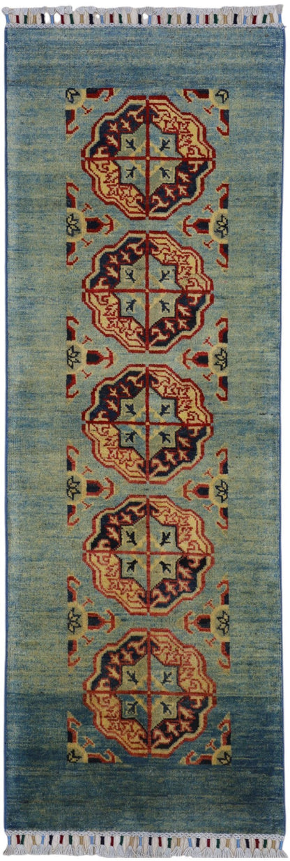 Hand-Knotted Afghani Kazak Wool Rug – 2’1″  x  5’7″ - Nuvé