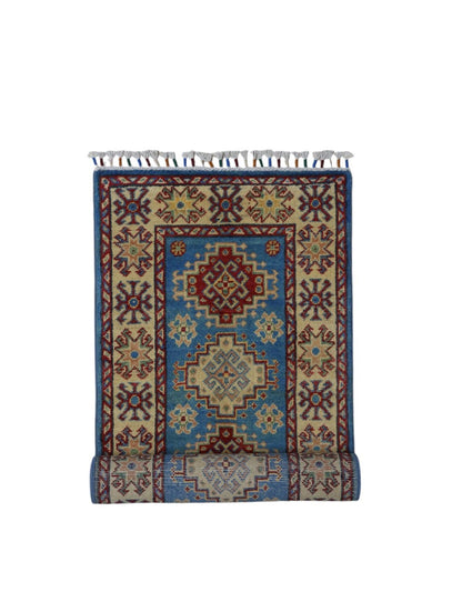 Hand-Knotted Afghani Kazak Wool Rug – 2’0″  x  5’10″ - Nuvé