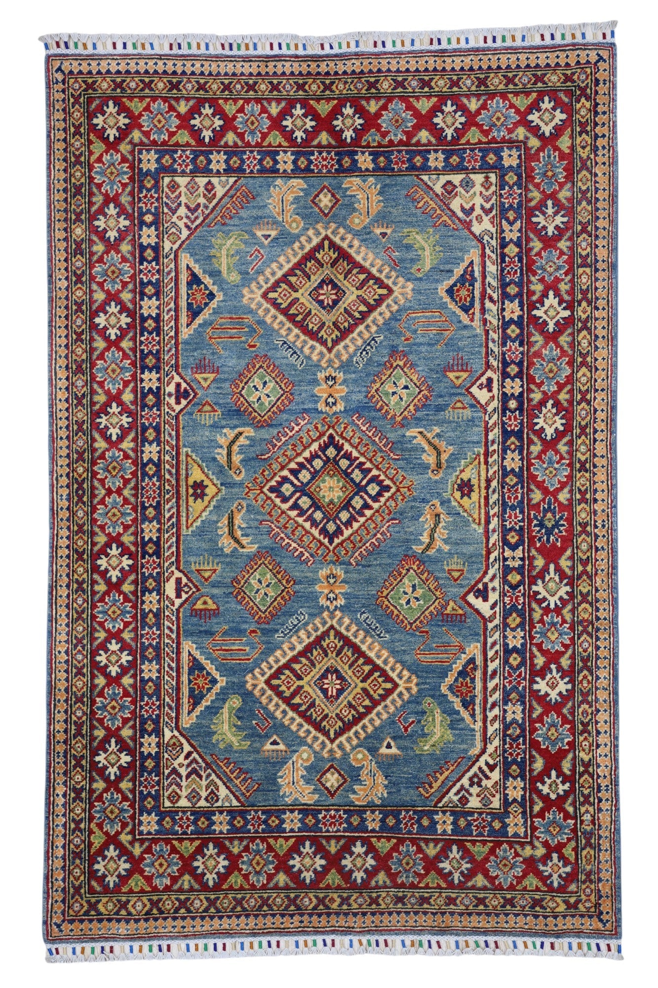 Hand-Knotted Afghani Kazak Wool Rug – 4’0″  x  6’1″ - Nuvé