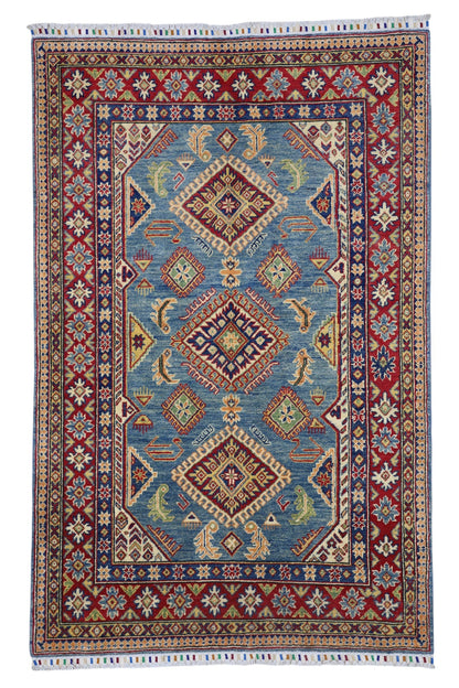 Hand-Knotted Afghani Kazak Wool Rug – 4’0″  x  6’1″ - Nuvé