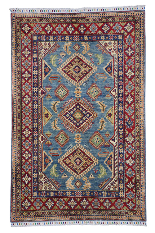 Hand-Knotted Afghani Kazak Wool Rug – 4’0″  x  6’1″ - Nuvé