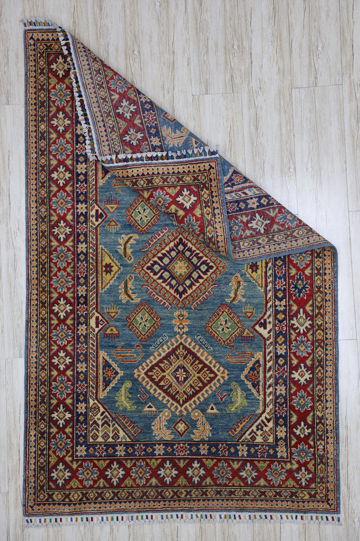 Hand-Knotted Afghani Kazak Wool Rug – 4’0″  x  6’1″ - Nuvé