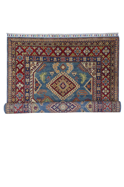 Hand-Knotted Afghani Kazak Wool Rug – 4’0″  x  6’1″ - Nuvé
