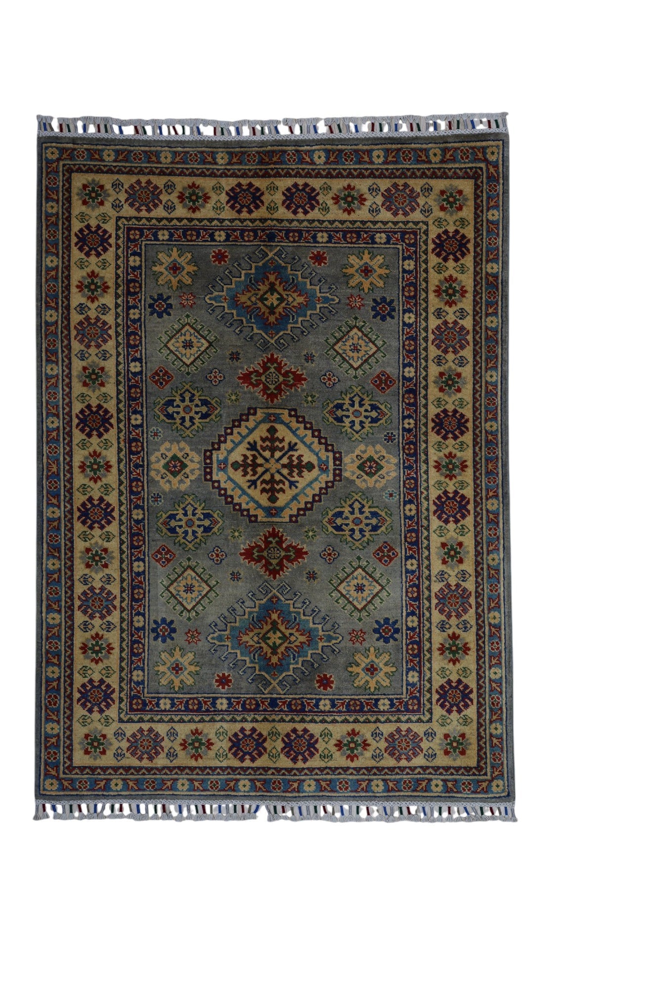 Hand-Knotted Afghani Kazak Wool Rug – 3’11″  x  5’6″ - Nuvé