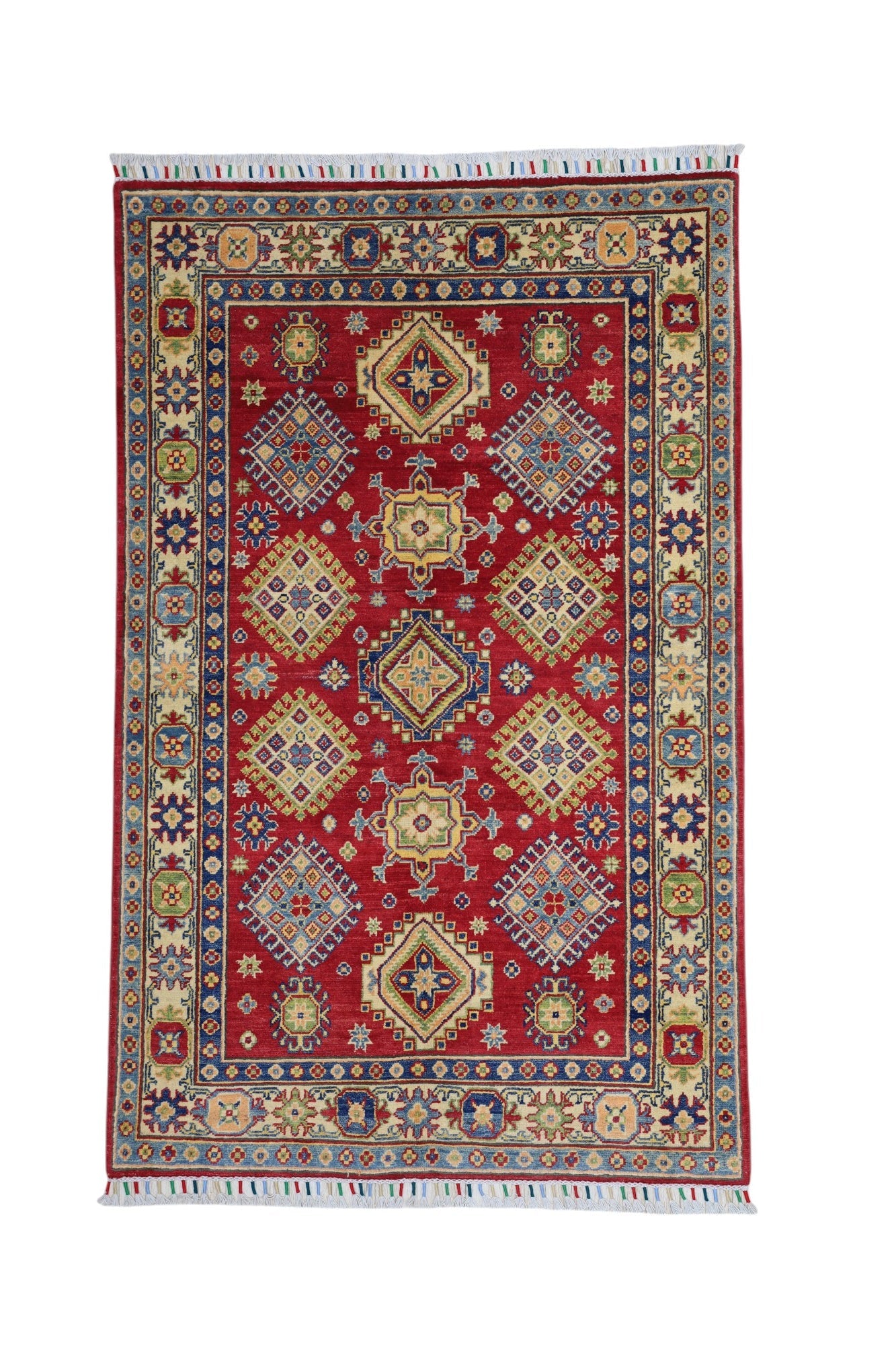 Hand-Knotted Afghani Kazak Wool Rug – 3’10″  x  6’0″ - Nuvé