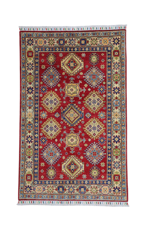 Hand-Knotted Afghani Kazak Wool Rug – 3’10″  x  6’0″ - Nuvé