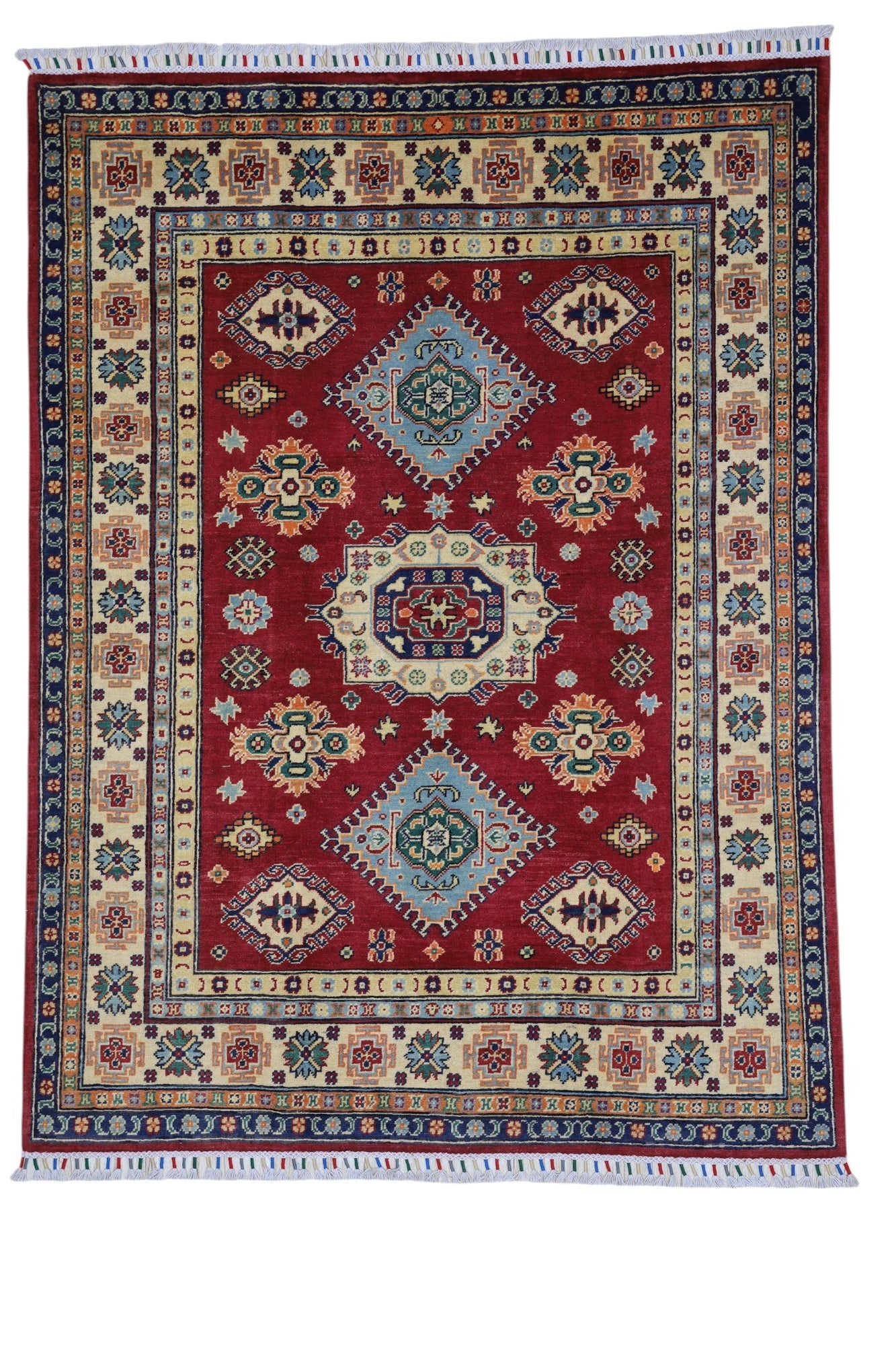 Hand-Knotted Afghani Kazak Wool Rug – 4’10″  x  6’6″ - Nuvé