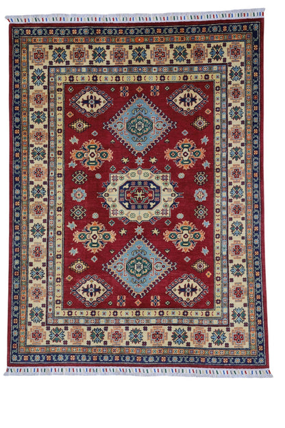 Hand-Knotted Afghani Kazak Wool Rug – 4’10″  x  6’6″ - Nuvé