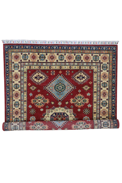 Hand-Knotted Afghani Kazak Wool Rug – 4’10″  x  6’6″ - Nuvé