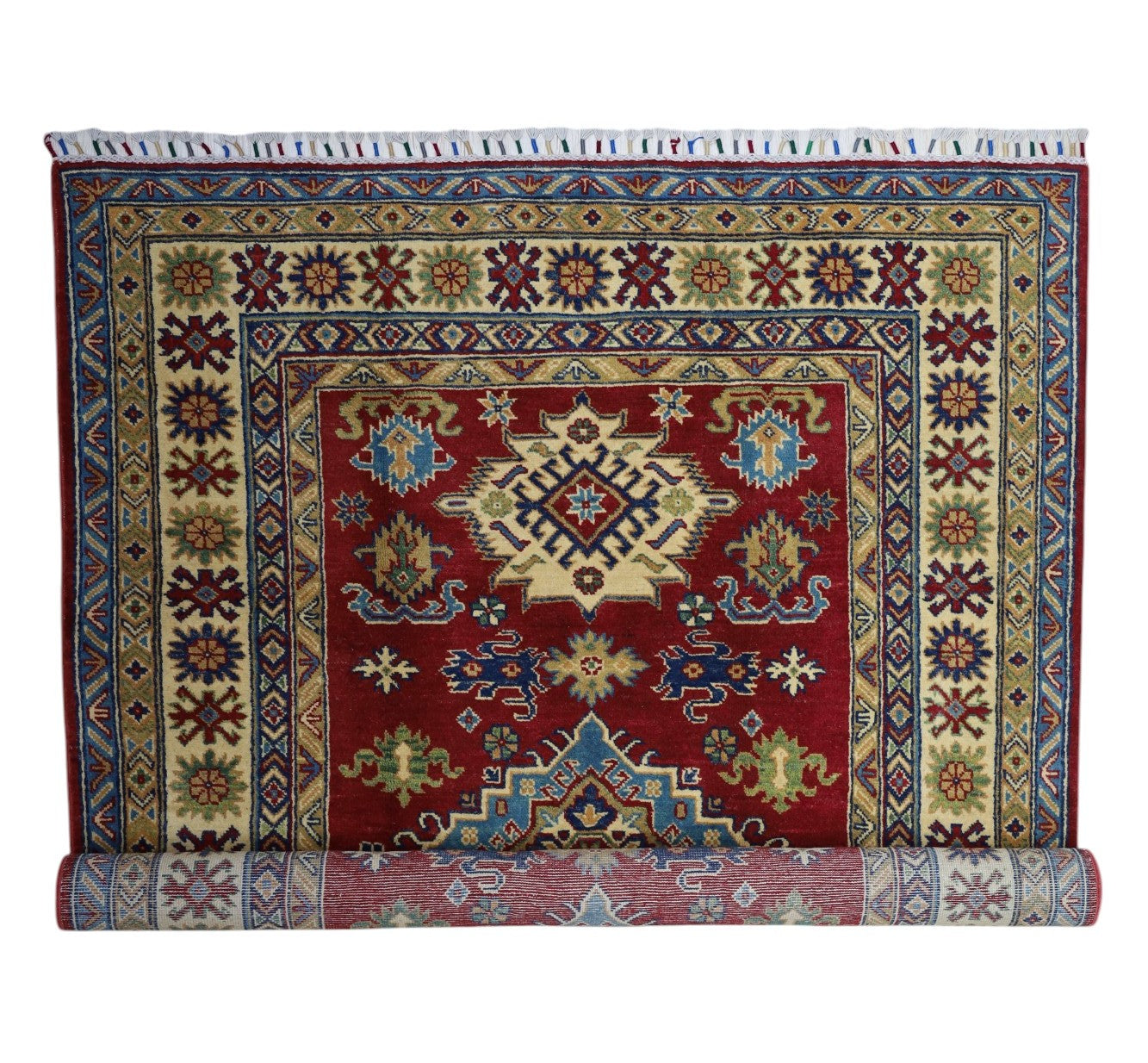 Hand-Knotted Afghani Kazak Wool Rug – 4’9″  x  6’8″ - Nuvé