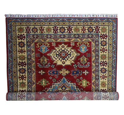 Hand-Knotted Afghani Kazak Wool Rug – 4’9″  x  6’8″ - Nuvé