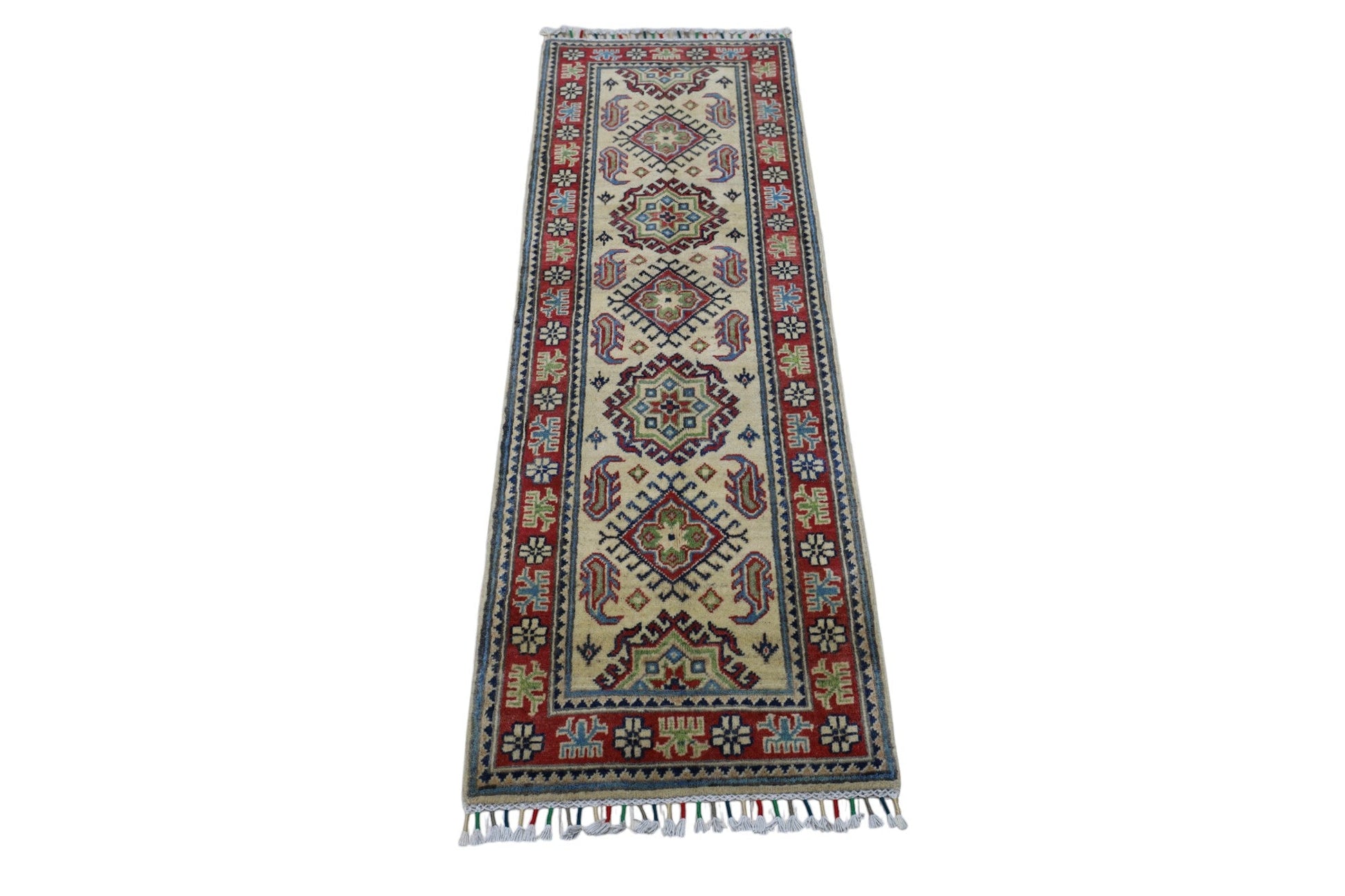 Hand-Knotted Afghani Kazak Wool Rug – 2’0″  x  6’2″ - Nuvé