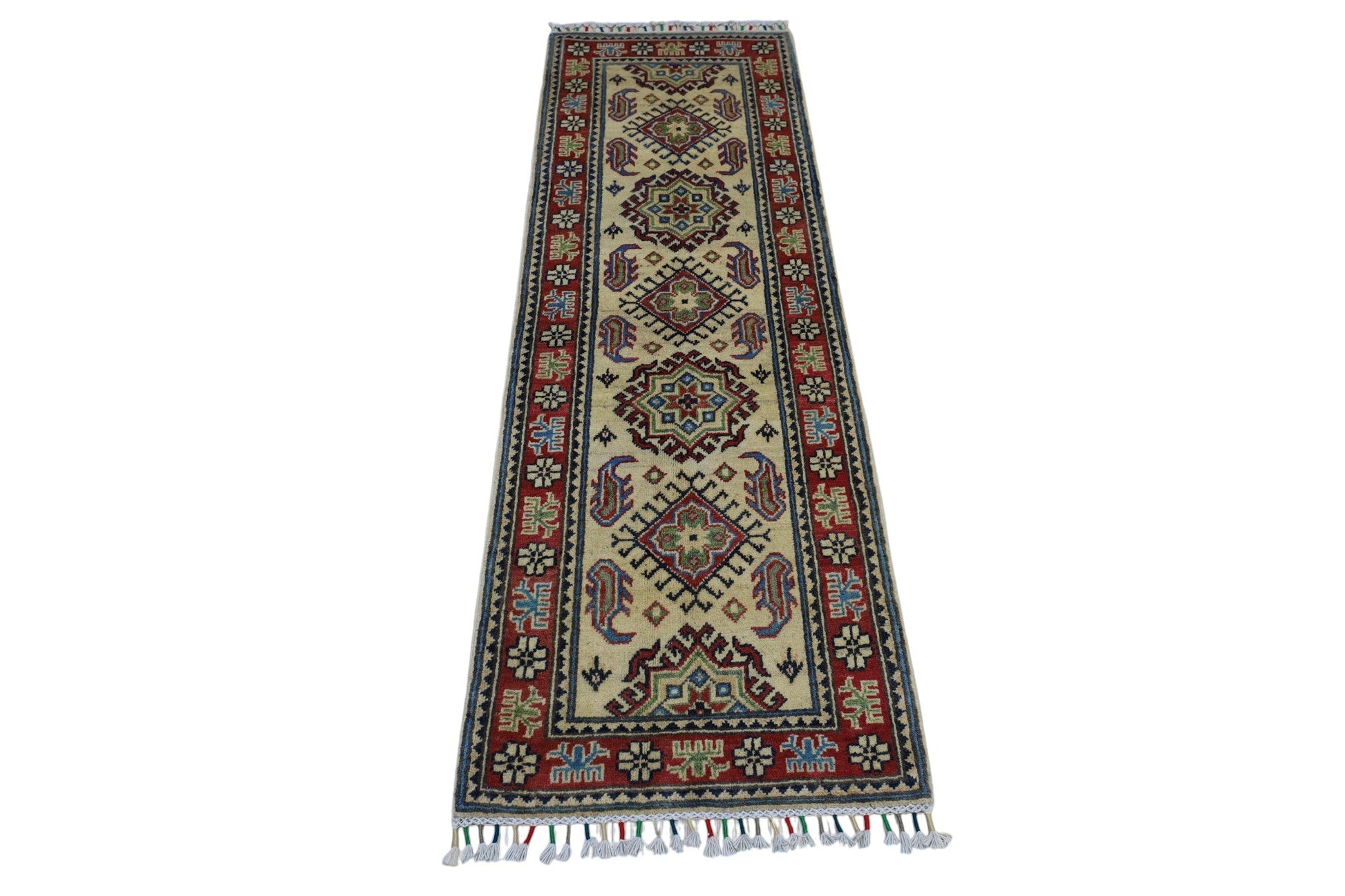 Hand-Knotted Afghani Kazak Wool Rug – 2’0″  x  6’2″ - Nuvé