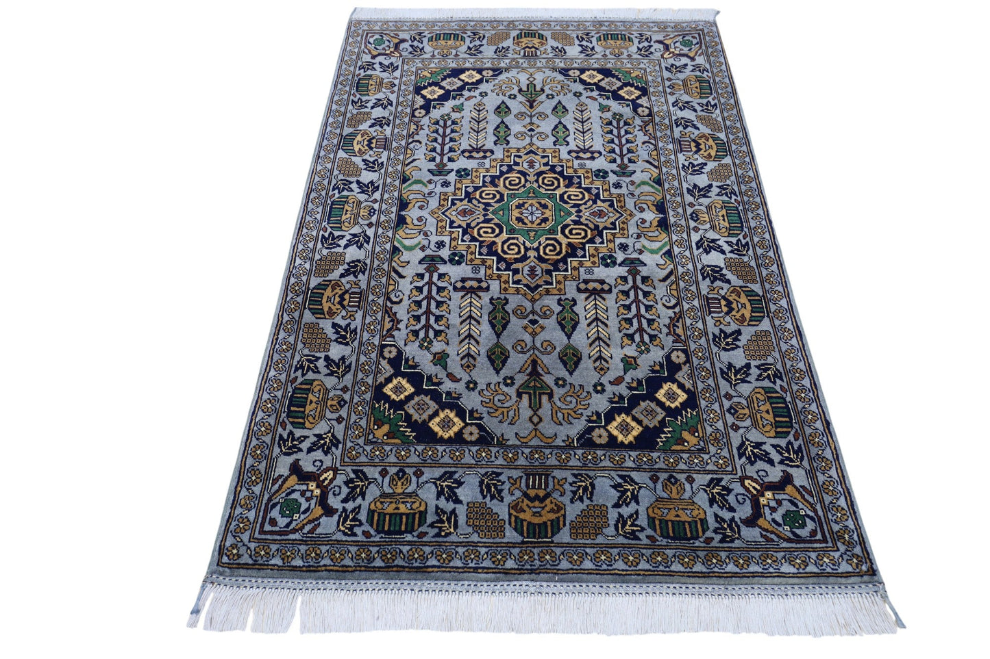 Hand-Knotted Afghani Zerkhaki Wool Rug – 3’4″  x  4’11″ - Nuvé