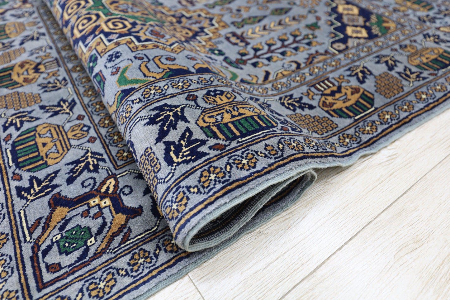 Hand-Knotted Afghani Zerkhaki Wool Rug – 3’4″  x  4’11″ - Nuvé