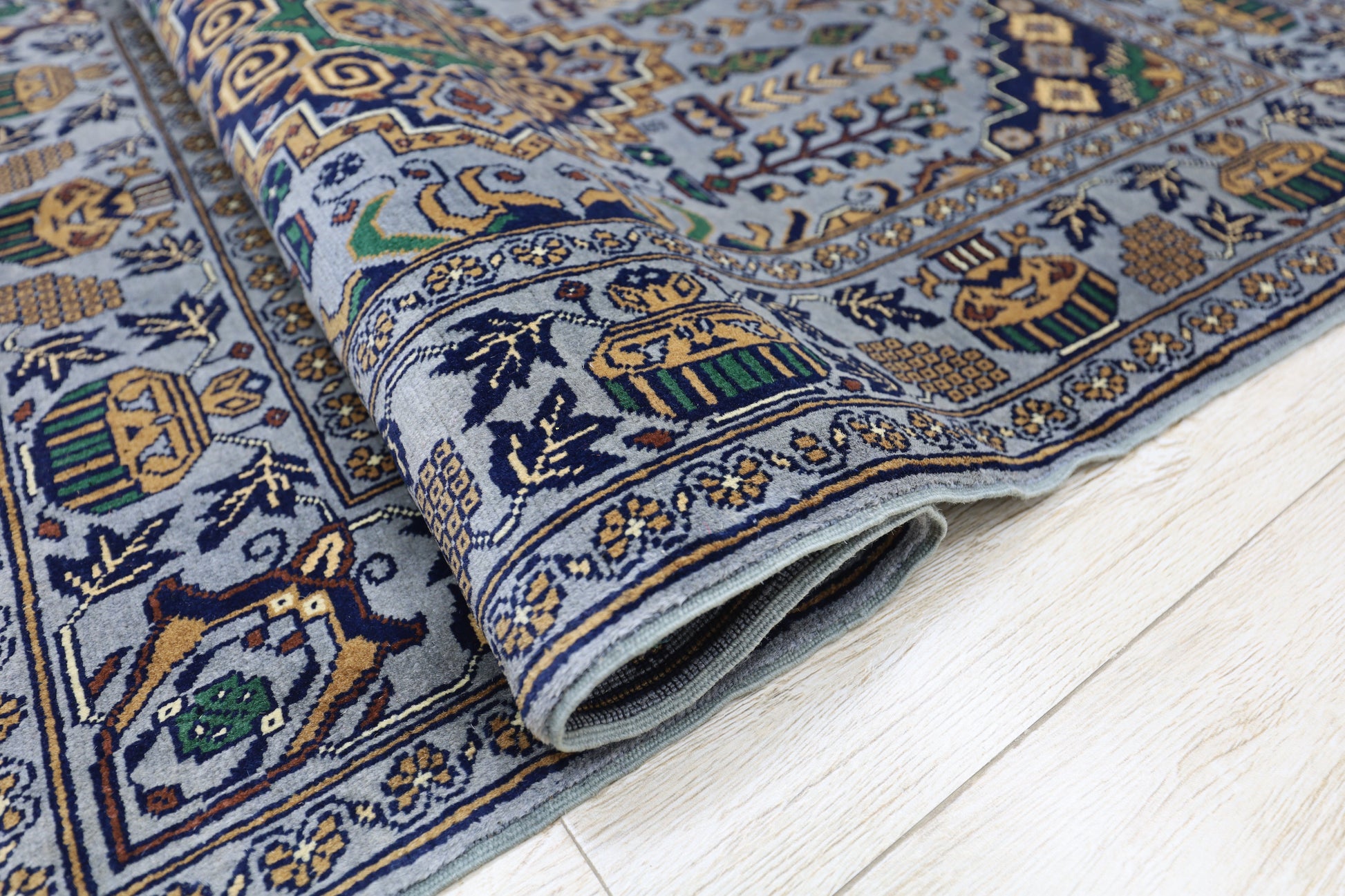Hand-Knotted Afghani Zerkhaki Wool Rug – 3’4″  x  4’11″ - Nuvé