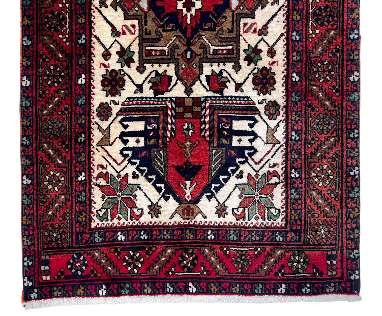Vintage Persian Karajeh (3'01"x14'05") ivory/dk.red - Nuvé