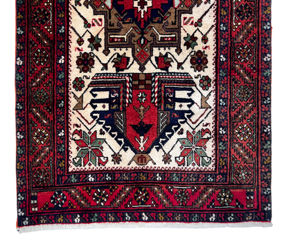 Vintage Persian Karajeh (3'01"x14'05") ivory/dk.red - Nuvé