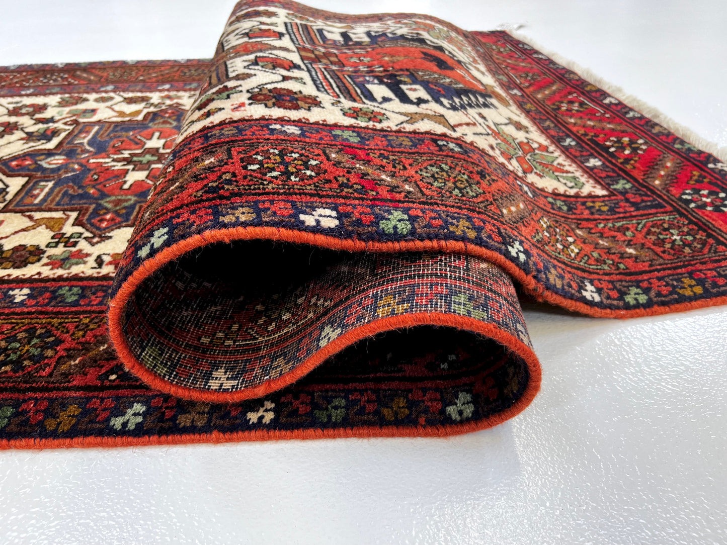 Vintage Persian Karajeh (3'01"x14'05") ivory/dk.red - Nuvé