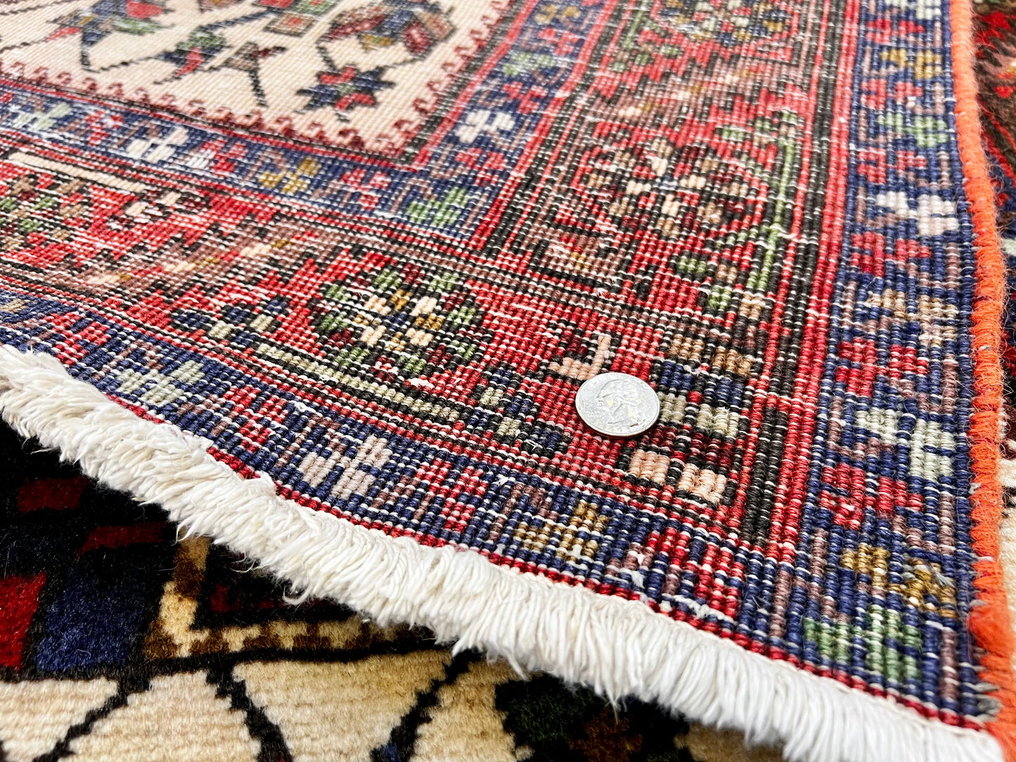 Vintage Persian Karajeh (3'01"x14'05") ivory/dk.red - Nuvé