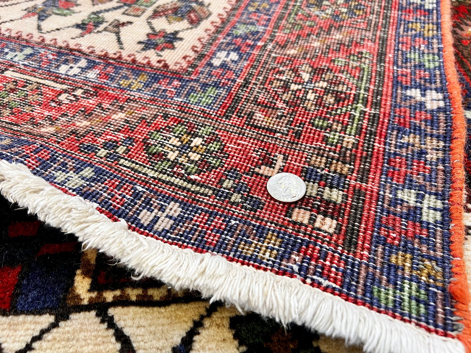 Vintage Persian Karajeh (3'01"x14'05") ivory/dk.red - Nuvé