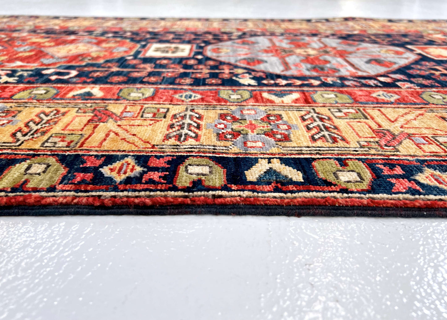 Afghan Heriz (3'x10' Runner) navy/gold/red
