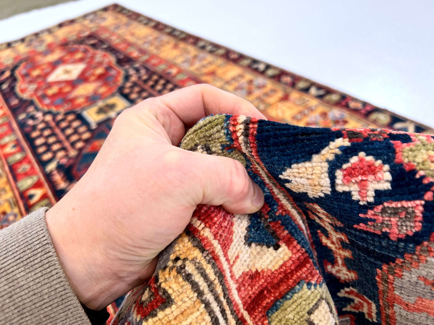 Afghan Heriz (3'x10' Runner) navy/gold/red