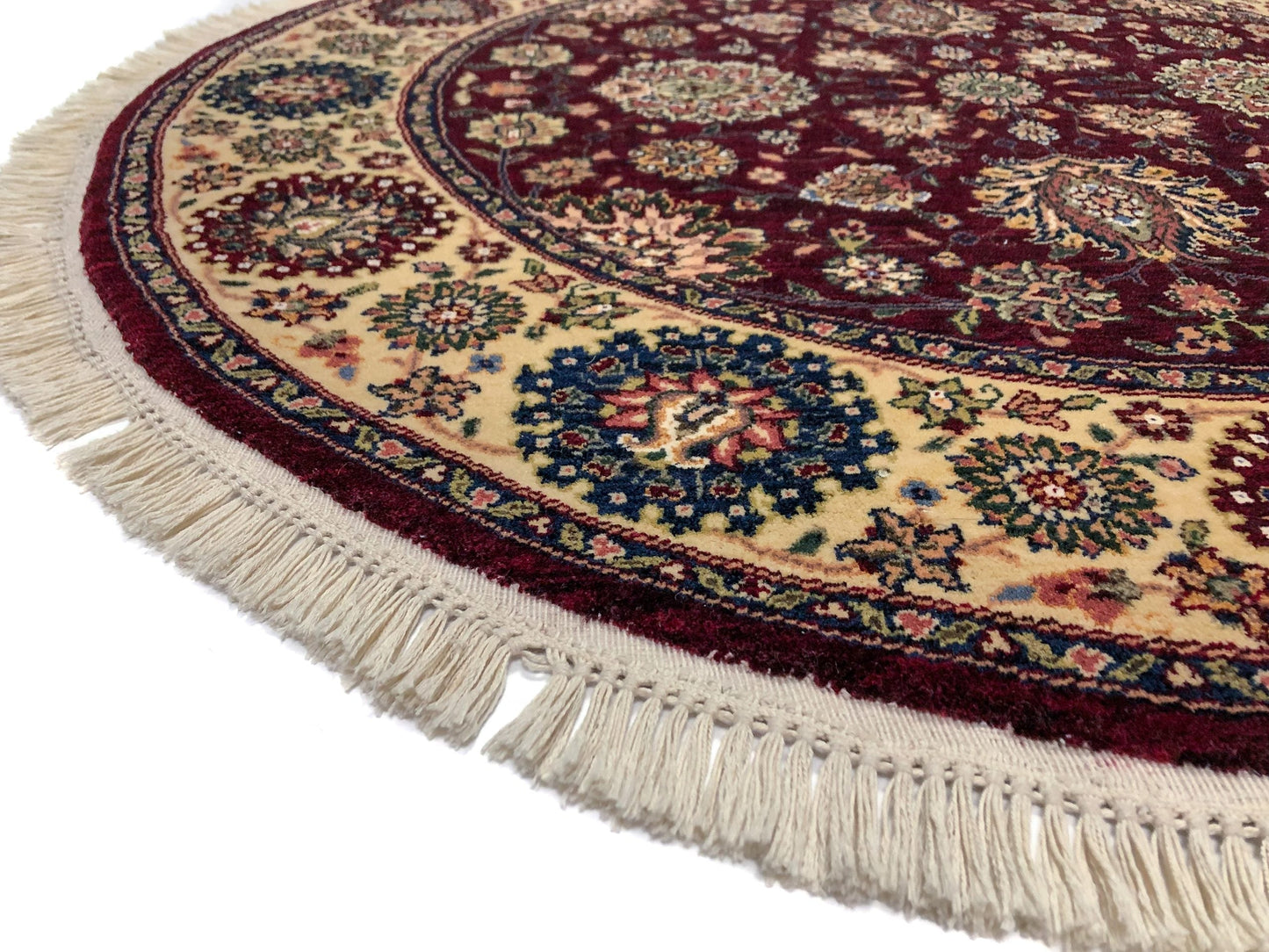 Indo-Tabriz dkred/ivory 4' Round
