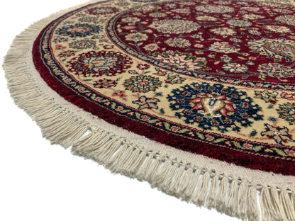 Indo-Tabriz dkred/ivory 4' Round