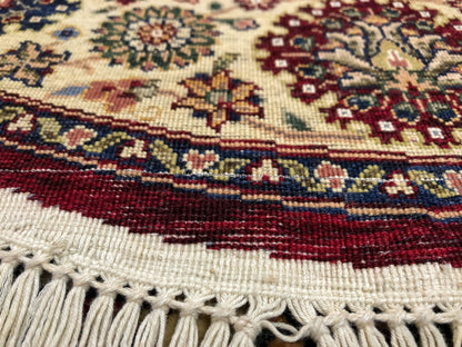 Indo-Tabriz dkred/ivory 4' Round