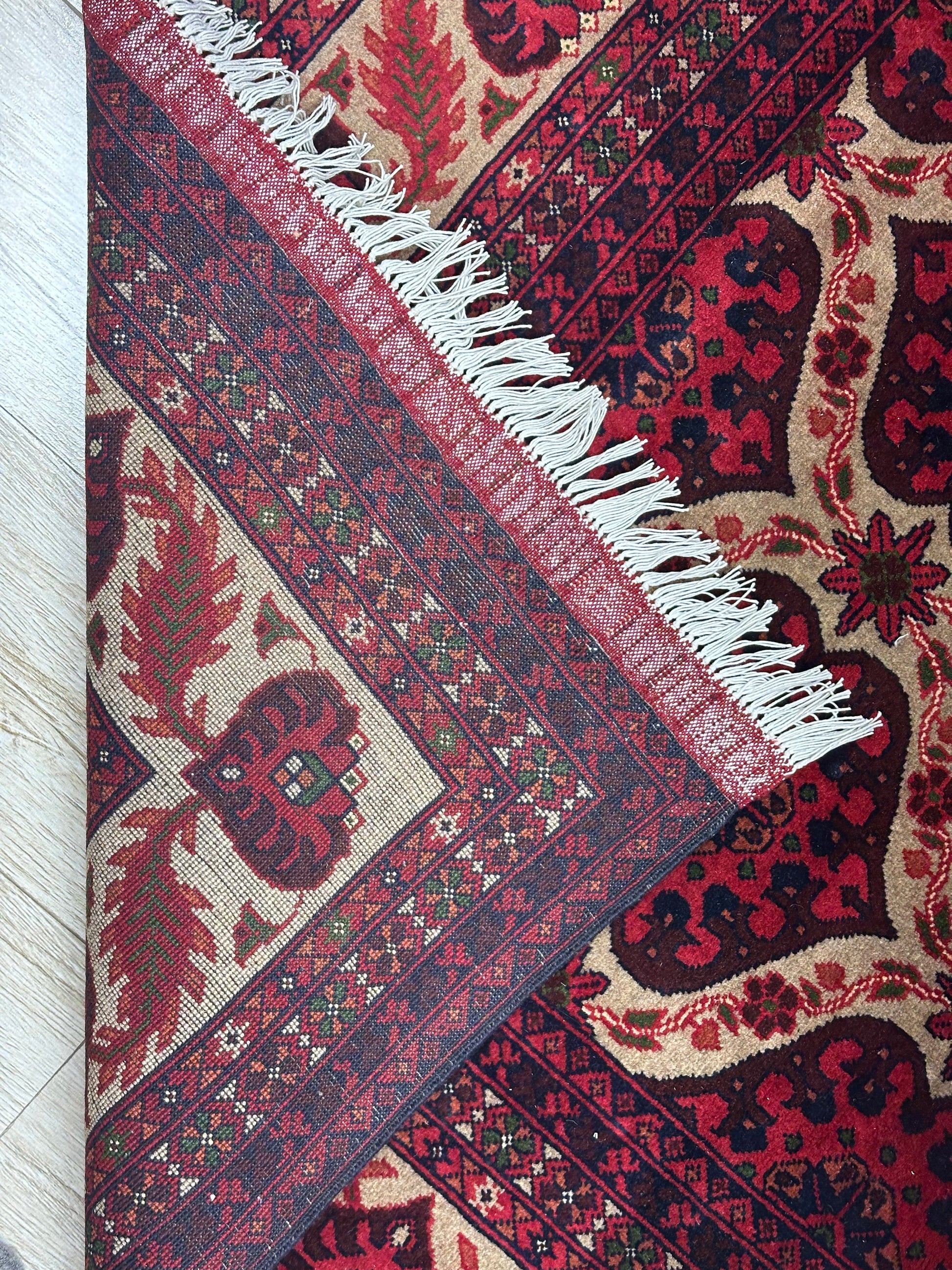 Hand-Knotted Afghani Heart Shape Wool Rug – 6’6″  x  9’5″ - Nuvé