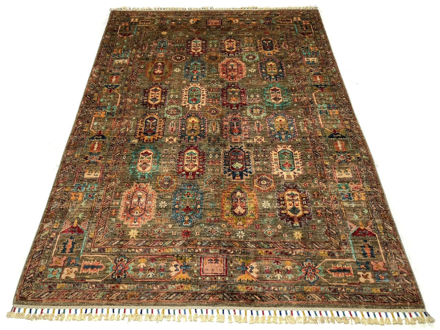 Khorjin (5'06"x7'08") camel/jewel tones - Nuvé