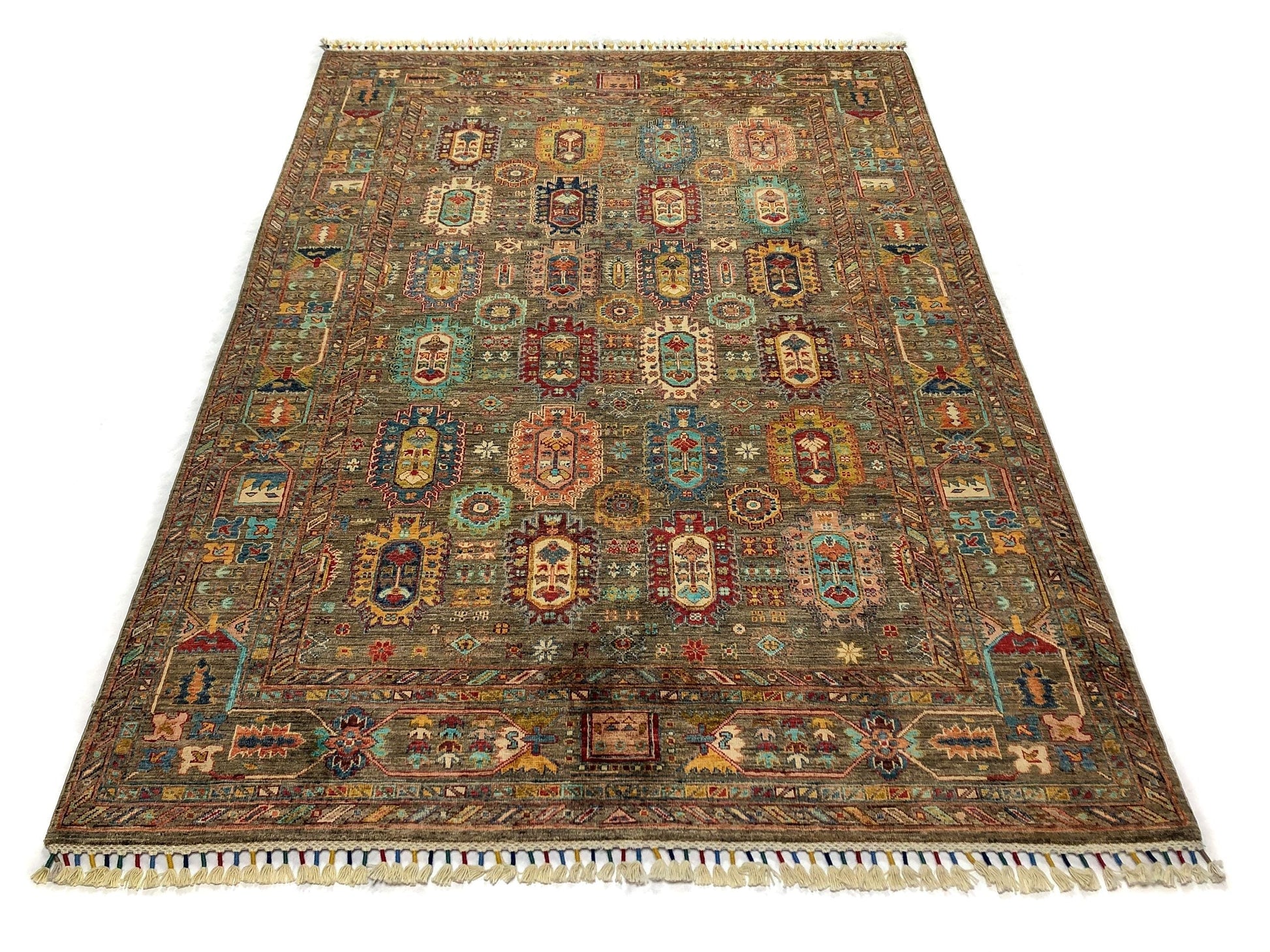 Khorjin (5'06"x7'08") camel/jewel tones - Nuvé