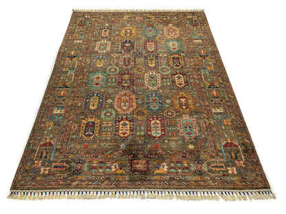 Khorjin (5'06"x7'08") camel/jewel tones - Nuvé