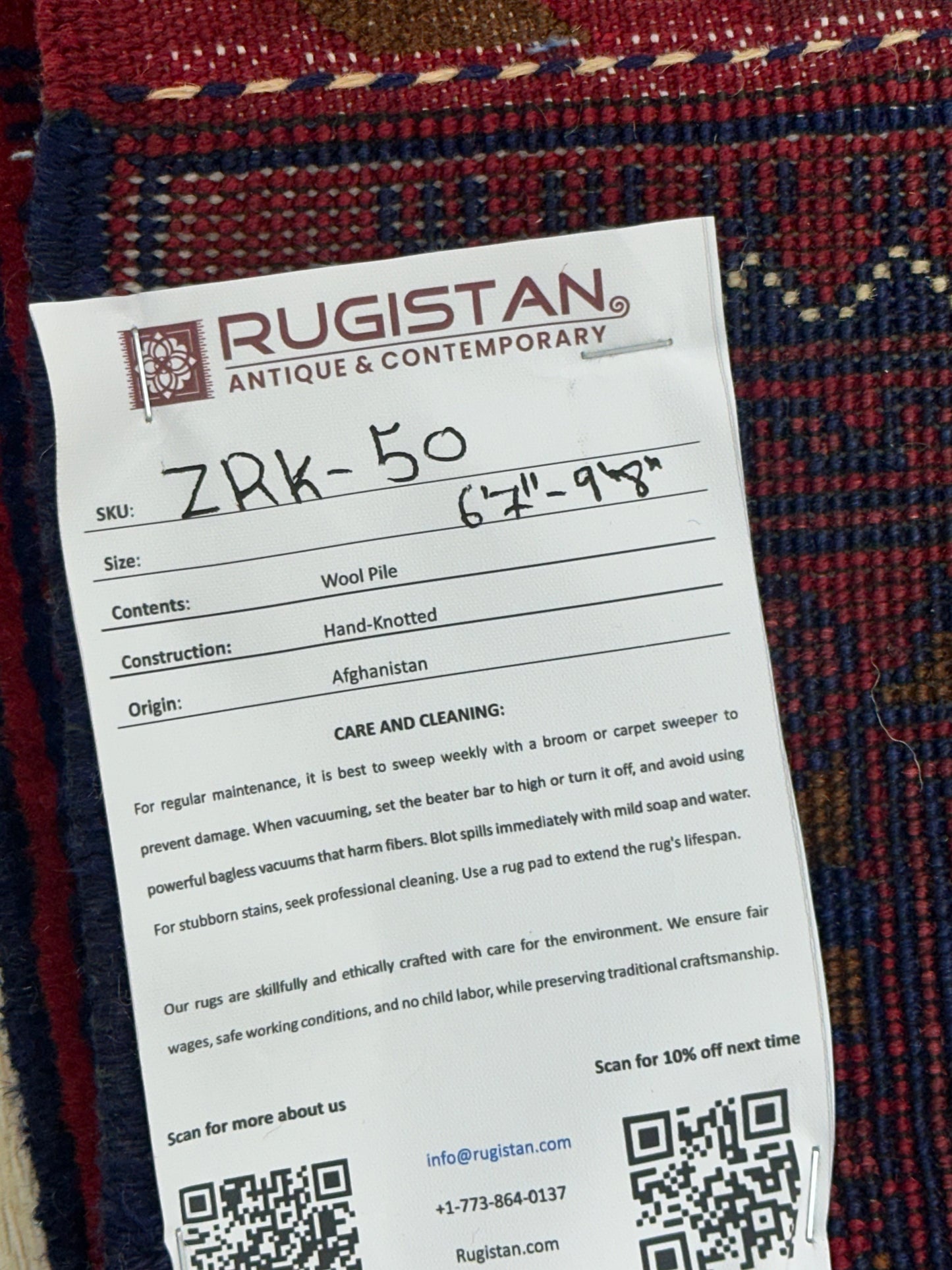 Hand-Knotted Afghani Zerkhaki Wool Rug – 6’7″  x  9’8″ - Nuvé