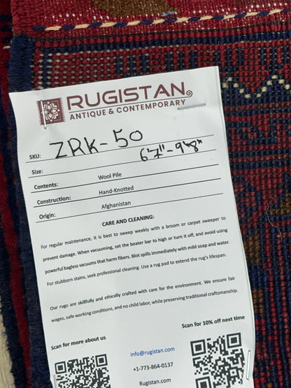 Hand-Knotted Afghani Zerkhaki Wool Rug – 6’7″  x  9’8″ - Nuvé