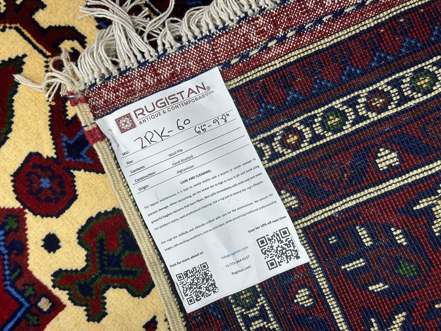 Hand-Knotted Afghani Zerkhaki Wool Rug – 6’6″  x  9’8″ - Nuvé
