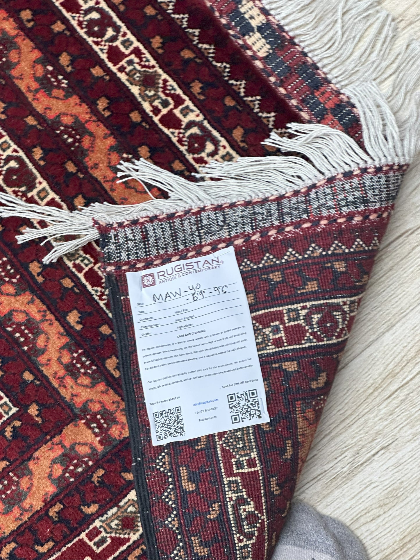Hand-Knotted Afghani Mawri Wool Rug – 6’9″  x  9’10″ - Nuvé