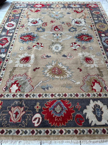 Hand Knotted Oushak Traditional Wool Rug, Living Room 9 x 12 Rug - Nuvé