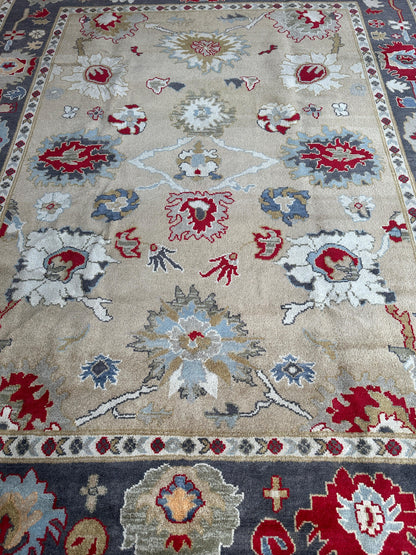Hand Knotted Oushak Traditional Wool Rug, Living Room 9 x 12 Rug - Nuvé